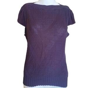 Jessica Scott Vintage Women's Size Medium Chevron Micro Knit Sweater Top Purple